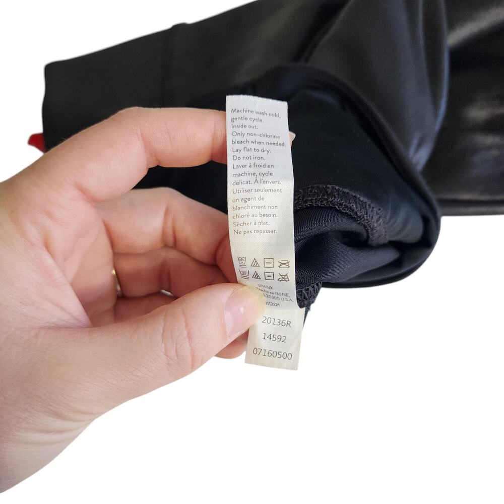 SPANX Womens Faux Leather Motto Leggings Size Small Black Compression Edgy Biker - Picture 9 of 14